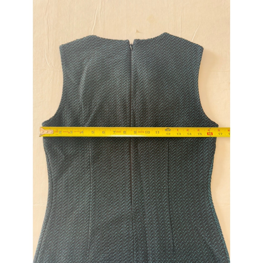 St. John Refined Textured Herringbone Fit & Flare Dress Petrol/Caviar Dress Sz 4 - Picture 8 of 9